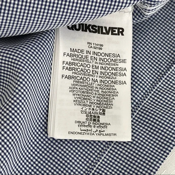 QUIKSILVER button down shirt Casual short sleeve shirt Men’s blue white XL - Picture 7 of 11